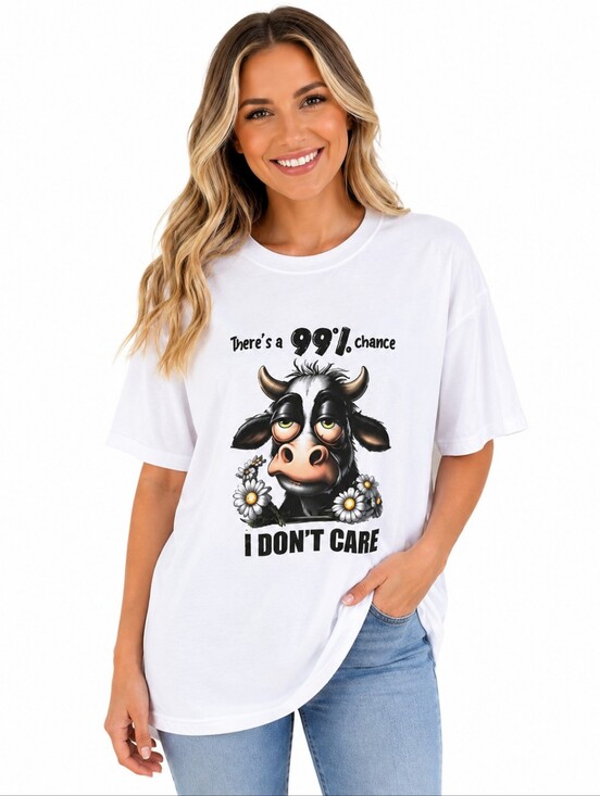 Cricut Tops - Funny Cow Graphic Tee Choose Small or Large Handmade White Sublimation Shirt